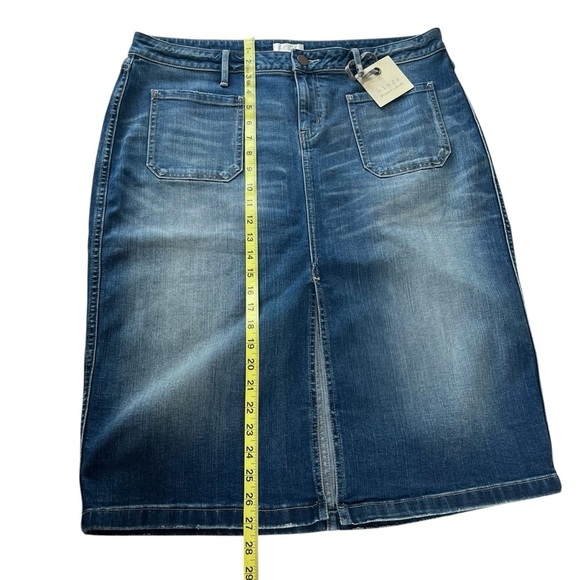Hinge Denim Skirt XL Front Pockets Knee Length Blue Jean Casual Boho Chic NWT - Picture 5 of 12